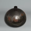 Patinated bronze vase in shiny and mat finish, inlaid with geometric motifs in silver and red bronze, by Kanamori Eiichi (1908-2001)