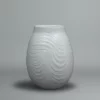 Pale celadon porcelain vase featuring finely carved lines by Fujii Shumei
