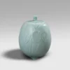 Celadon porcelain incense burner with orchids by Ito Kei